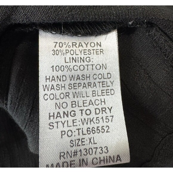 Umgee Black Embroidered Pleated Babydoll Blouse Too Shirt XL - Picture 6 of 7